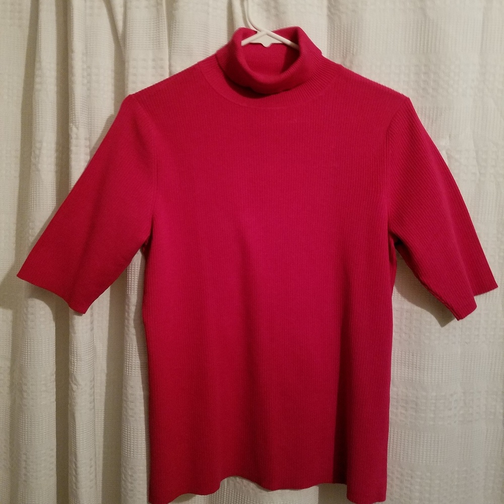 Mock turtle neck sweater. Raspberry color.